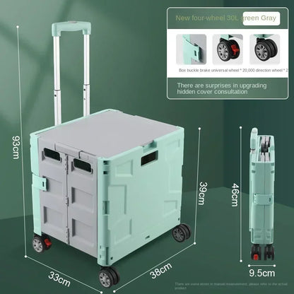 Shop Cart Small Pull Cart Flat pulled Folding Shopping Cart Mute Wheel ClimbStairs Hand-pulled Trolley
