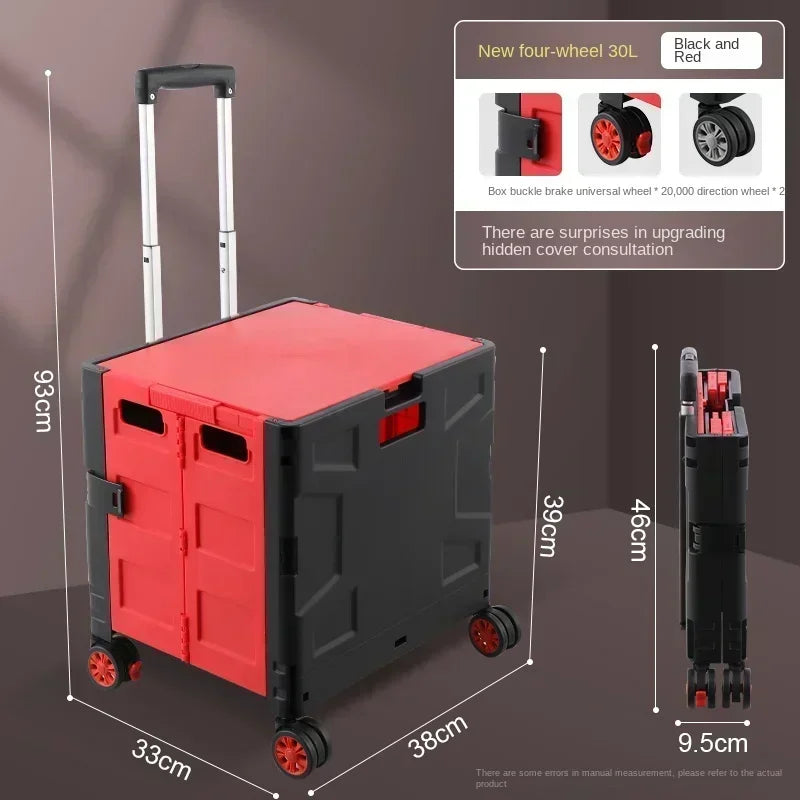 Shop Cart Small Pull Cart Flat pulled Folding Shopping Cart Mute Wheel ClimbStairs Hand-pulled Trolley