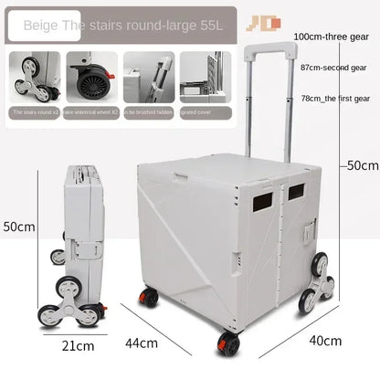 Shop Cart Small Pull Cart Flat pulled Folding Shopping Cart Mute Wheel ClimbStairs Hand-pulled Trolley