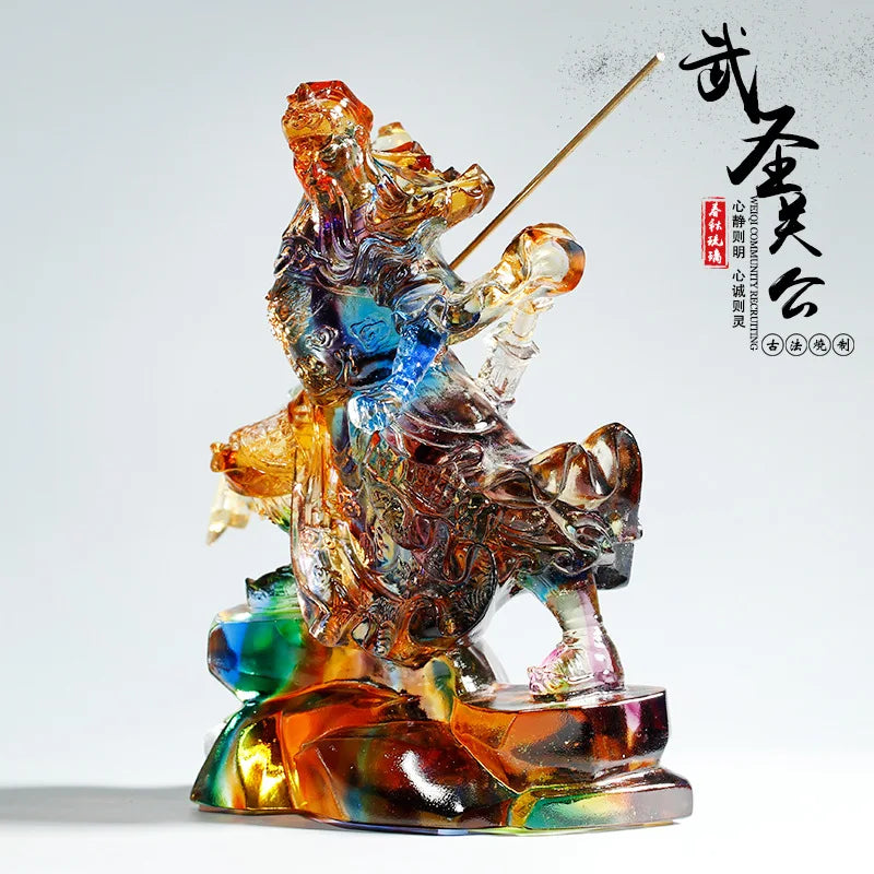 Shop dedicated Glass Buddha Statue  armed saints Guanyu God of Wealth Worship Decoration