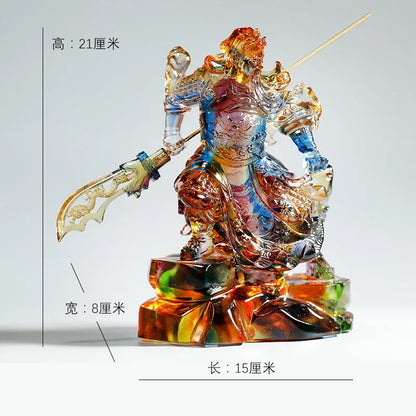 Shop dedicated Glass Buddha Statue  armed saints Guanyu God of Wealth Worship Decoration