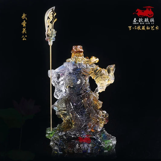 Shop opening gift enshrinement Glass Buddha Statue armed saints Guanyu God of Wealth Worship Decoration