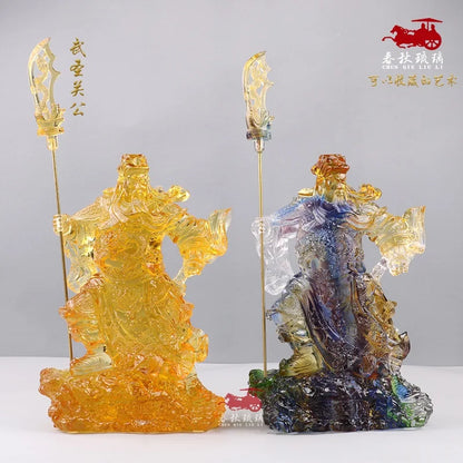 Shop opening gift enshrinement Glass Buddha Statue armed saints Guanyu God of Wealth Worship Decoration