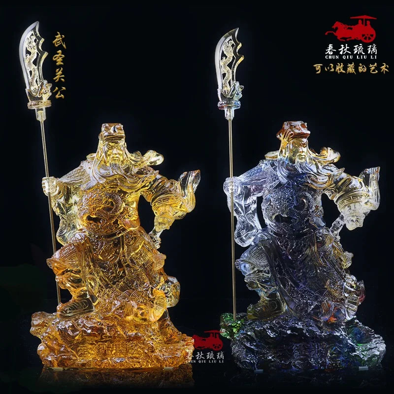 Shop opening gift enshrinement Glass Buddha Statue armed saints Guanyu God of Wealth Worship Decoration