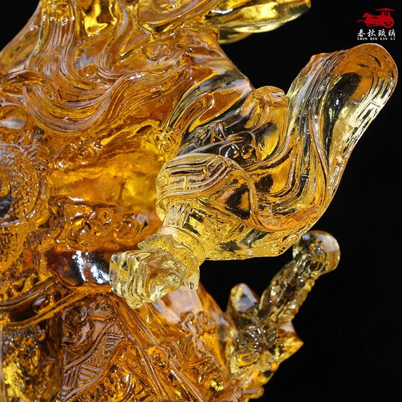 Shop opening gift enshrinement Glass Buddha Statue armed saints Guanyu God of Wealth Worship Decoration