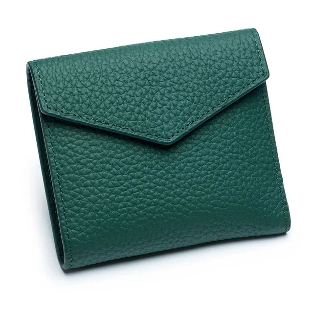 Short Genuine Leather Women's Purse Top Layer Cowhide Multi-card Card Bag RFID Folding Ultrathin Wallet