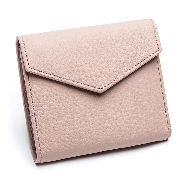Short Genuine Leather Women's Purse Top Layer Cowhide Multi-card Card Bag RFID Folding Ultrathin Wallet