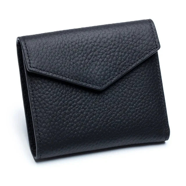 Short Genuine Leather Women's Purse Top Layer Cowhide Multi-card Card Bag RFID Folding Ultrathin Wallet