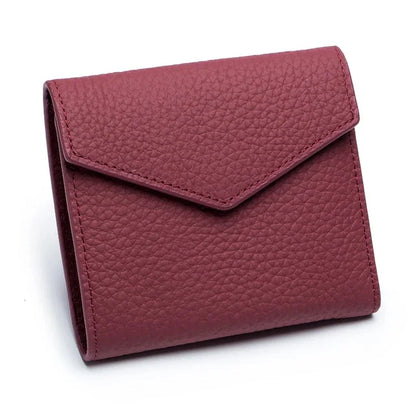Short Genuine Leather Women's Purse Top Layer Cowhide Multi-card Card Bag RFID Folding Ultrathin Wallet