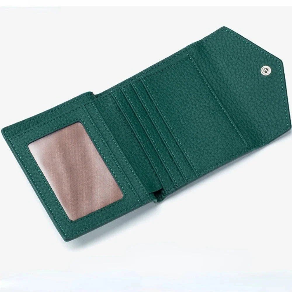 Short Genuine Leather Women's Purse Top Layer Cowhide Multi-card Card Bag RFID Folding Ultrathin Wallet