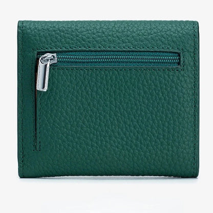 Short Genuine Leather Women's Purse Top Layer Cowhide Multi-card Card Bag RFID Folding Ultrathin Wallet