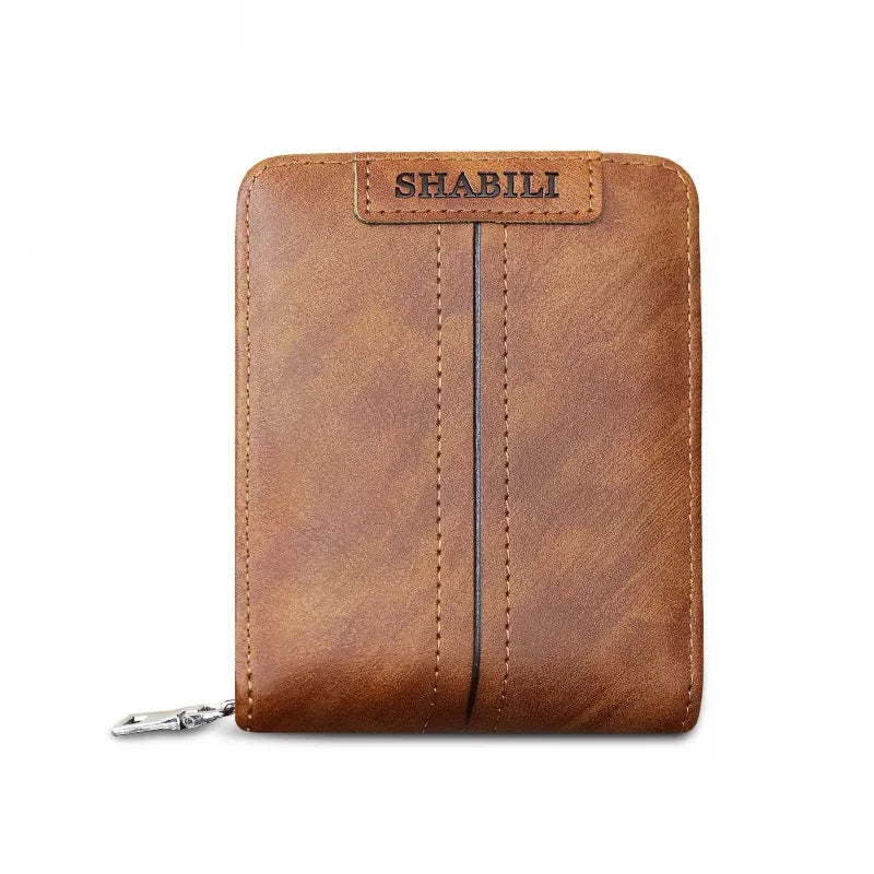 Short Men's With Zipper Small Male PU Leather Coin Purses Multi Function Card Holder For Men Business Money Wallet
