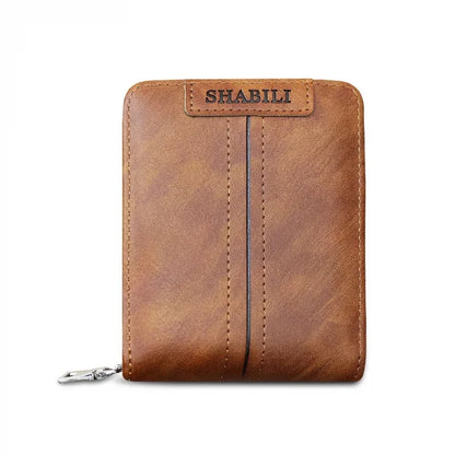 Short Men's With Zipper Small Male PU Leather Coin Purses Multi Function Card Holder For Men Business Money Wallet