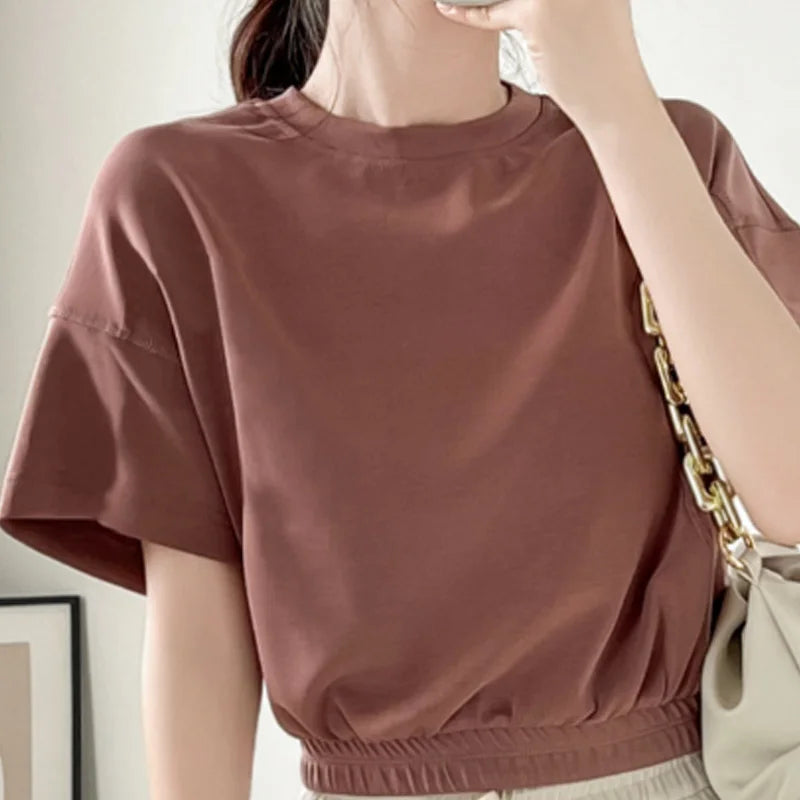 Short Sleeved Round Neck T-shirt and loose fitting Shirt