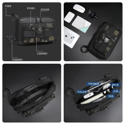 Shoulder Bag For Men Functional Crossbody Bag Men's Multi-functional Tactical Chest Bag Cross Border Sports Fashion Chest Bag