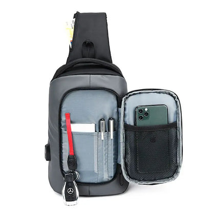Shoulder Bag for IPad 9.7 Inch Crossbody Bag Men's Chest Bag with USB Charging Multifunctional Messenger Bag  Men's Chest Bag