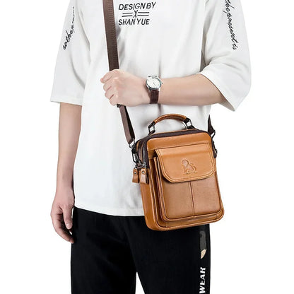 Shoulder Crossbody for Men's Genuine Luxury Men Bag Short Travel Man Cow Leather Messenger Handbag