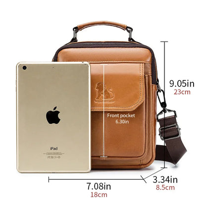 Shoulder Crossbody for Men's Genuine Luxury Men Bag Short Travel Man Cow Leather Messenger Handbag