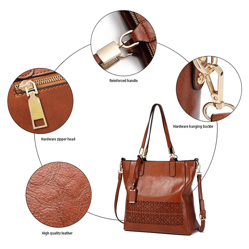Shoulder Female PU Leather Handbag Bags Designer High Quality Hollow Out Large Capacity Tote Bag Handbags Women