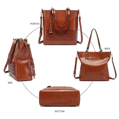 Shoulder Female PU Leather Handbag Bags Designer High Quality Hollow Out Large Capacity Tote Bag Handbags Women