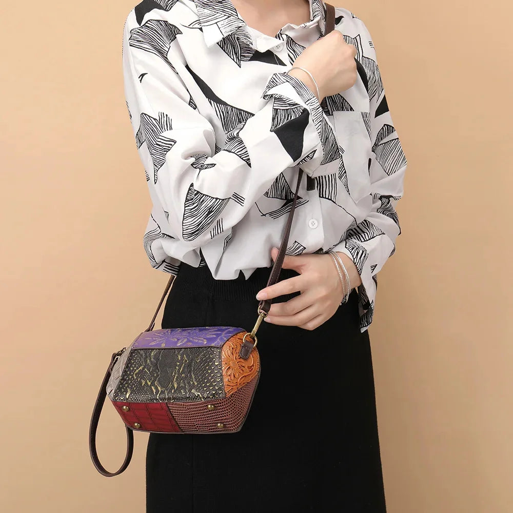 Shoulder For Women Genuine Leather Vintage Bag Patchwork Handbags Small Messenger Crossbody Bags Wallets Clutchs Gir
