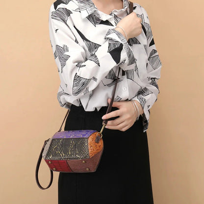 Shoulder For Women Genuine Leather Vintage Bag Patchwork Handbags Small Messenger Crossbody Bags Wallets Clutchs Gir
