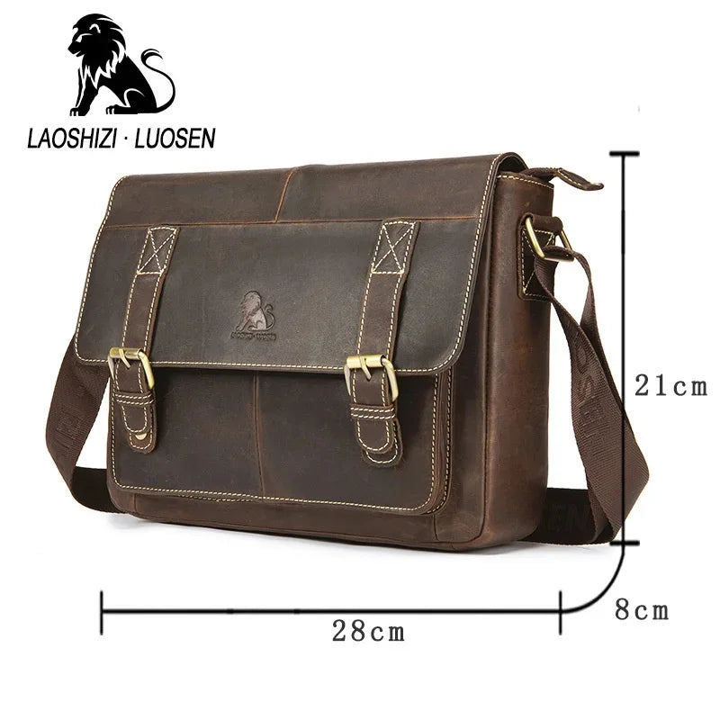 Shoulder Genuine Leather Business Laptop Bag Multifunction Small Crossbody Bags High Quality Cowhide Briefcases Men