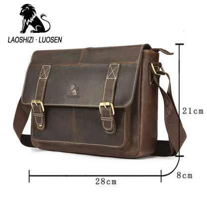 Shoulder Genuine Leather Business Laptop Bag Multifunction Small Crossbody Bags High Quality Cowhide Briefcases Men