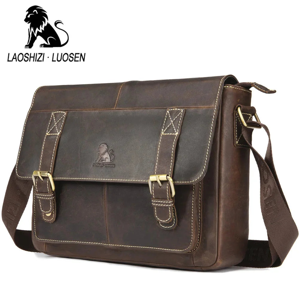 Shoulder Genuine Leather Business Laptop Bag Multifunction Small Crossbody Bags High Quality Cowhide Briefcases Men