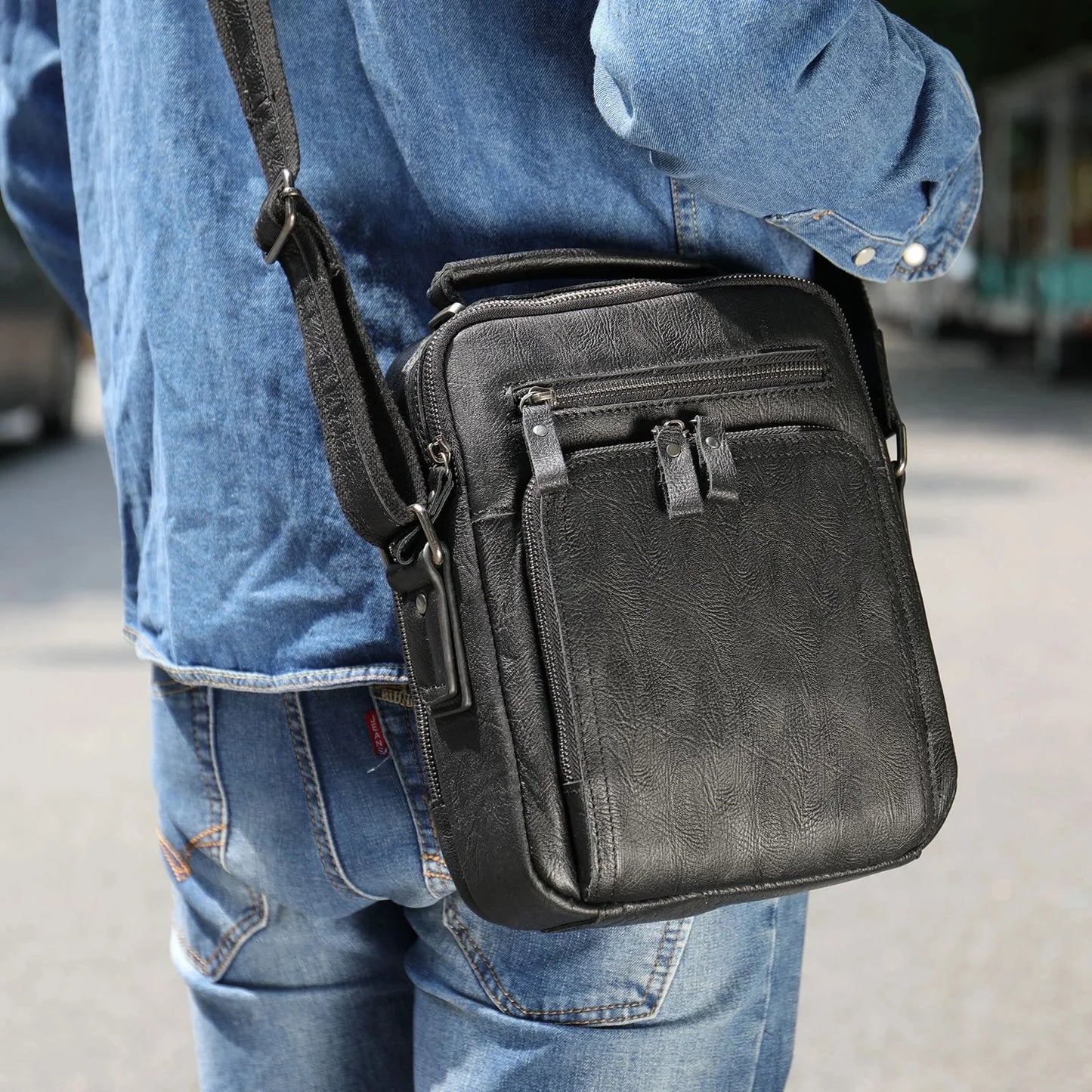 Shoulder Genuine Leather Messenger Crossbody Casual Male s School Outdoor Men's Bag