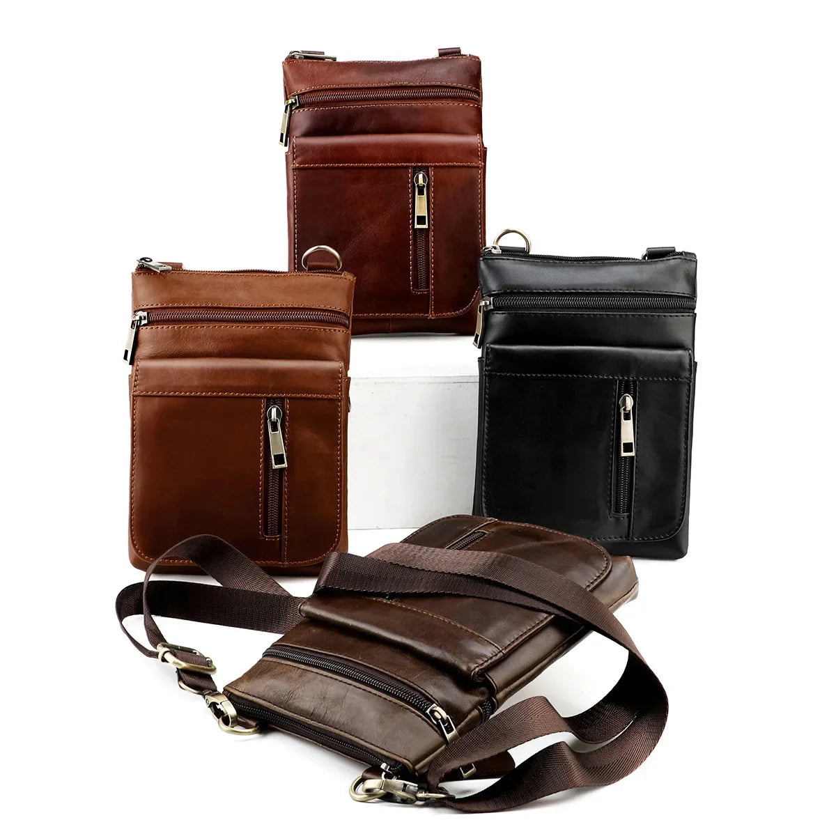 Shoulder Men's Retro Crossbody Casual Male Phone Commuter Bag in Top Cowhide/Head Layer Cowhide New Sh