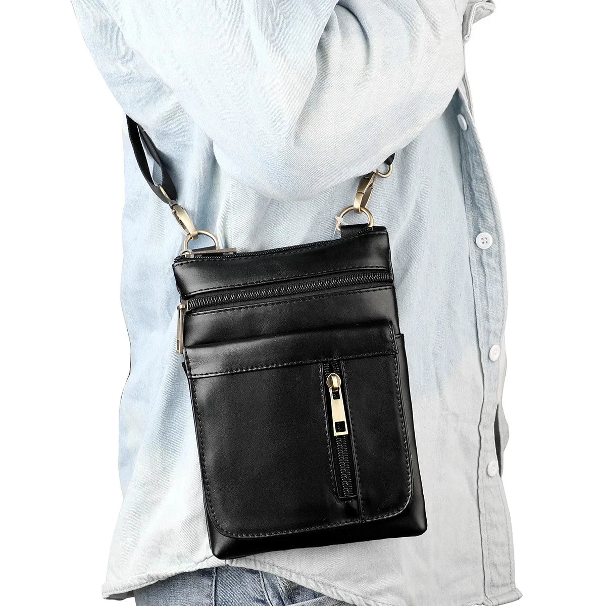 Shoulder Men's Retro Crossbody Casual Male Phone Commuter Bag in Top Cowhide/Head Layer Cowhide New Sh