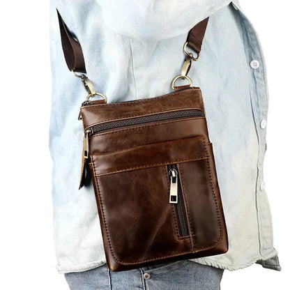 Shoulder Men's Retro Crossbody Casual Male Phone Commuter Bag in Top Cowhide/Head Layer Cowhide New Sh