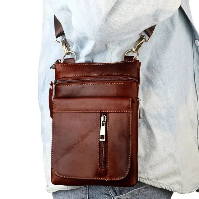 Shoulder Men's Retro Crossbody Casual Male Phone Commuter Bag in Top Cowhide/Head Layer Cowhide New Sh