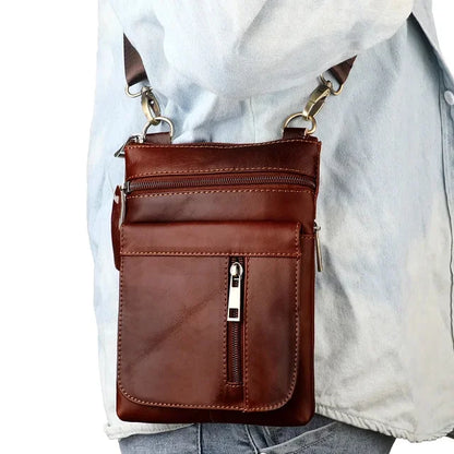 Shoulder Men's Retro Crossbody Casual Male Phone Commuter Bag in Top Cowhide/Head Layer Cowhide New Sh