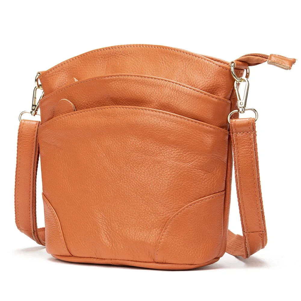 Shoulder s For Women Genuine Leather Coffee Crossbody Female Messenger Bucket Bag Phone Shopping Wife Girls