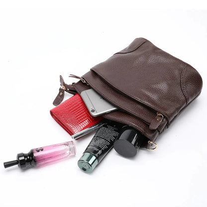 Shoulder s For Women Genuine Leather Coffee Crossbody Female Messenger Bucket Bag Phone Shopping Wife Girls