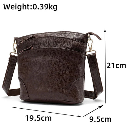 Shoulder s For Women Genuine Leather Coffee Crossbody Female Messenger Bucket Bag Phone Shopping Wife Girls