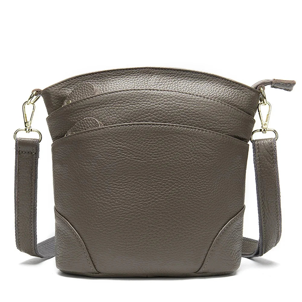 Shoulder s For Women Genuine Leather Coffee Crossbody Female Messenger Bucket Bag Phone Shopping Wife Girls