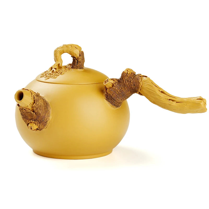 Side Handle Purple Clay Pot Set Japanese Teapot Single Handle Pure Handmade Pot Yixing Original Mine Duan Clay Embossed Tea Set