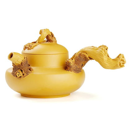 Side Handle Purple Clay Pot Set Japanese Teapot Single Handle Pure Handmade Pot Yixing Original Mine Duan Clay Embossed Tea Set
