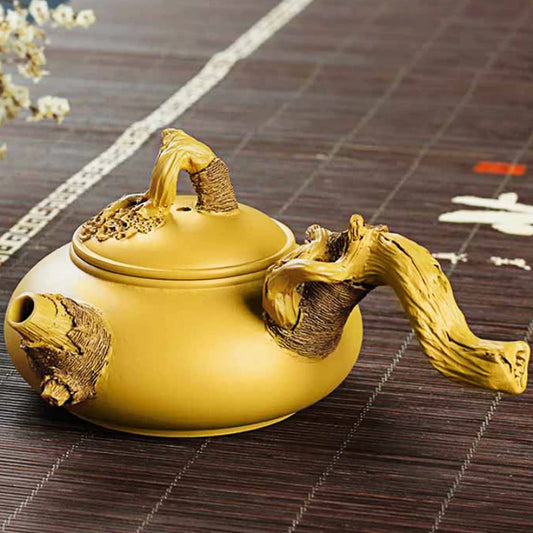 Side Handle Purple Clay Pot Set Japanese Teapot Single Handle Pure Handmade Pot Yixing Original Mine Duan Clay Embossed Tea Set