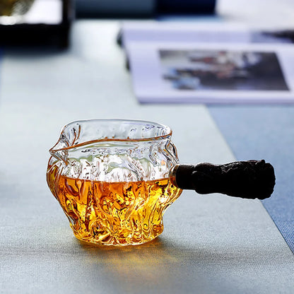 Side handle glass fair cup tea drain set Kung Fu tea set tea water separation transparent heat-resistant glass tea sea