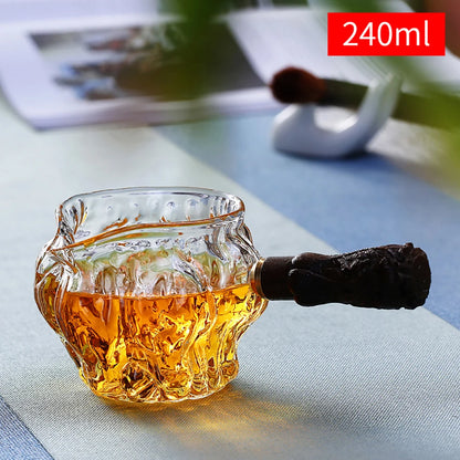 Side handle glass fair cup tea drain set Kung Fu tea set tea water separation transparent heat-resistant glass tea sea