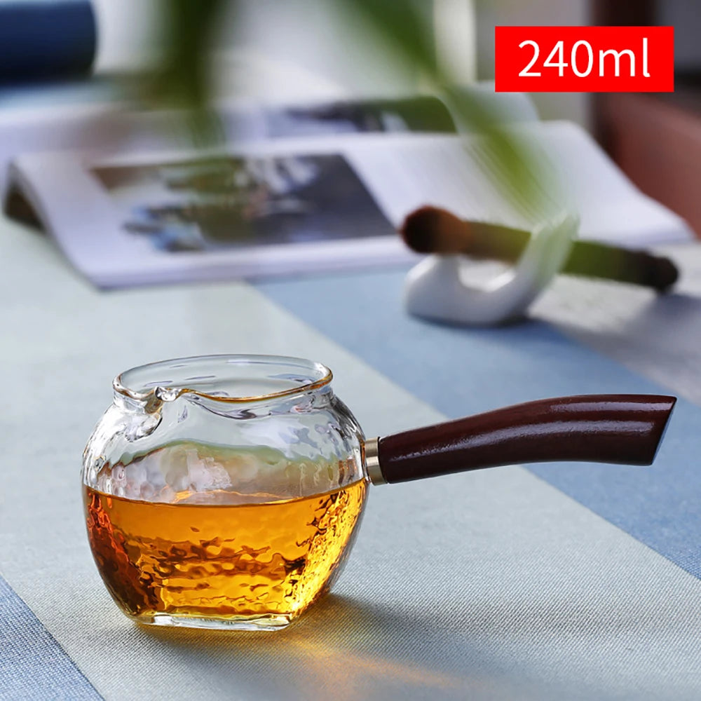 Side handle glass fair cup tea drain set Kung Fu tea set tea water separation transparent heat-resistant glass tea sea