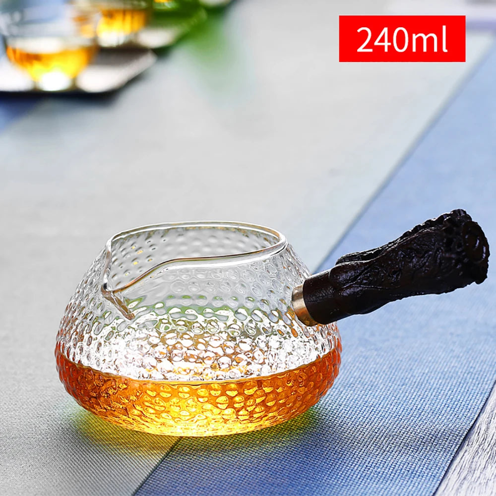 Side handle glass fair cup tea drain set Kung Fu tea set tea water separation transparent heat-resistant glass tea sea
