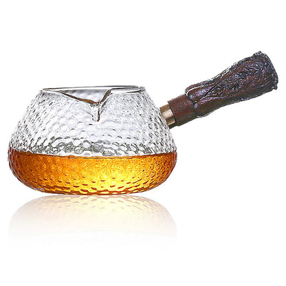 Side handle glass fair cup tea drain set Kung Fu tea set tea water separation transparent heat-resistant glass tea sea