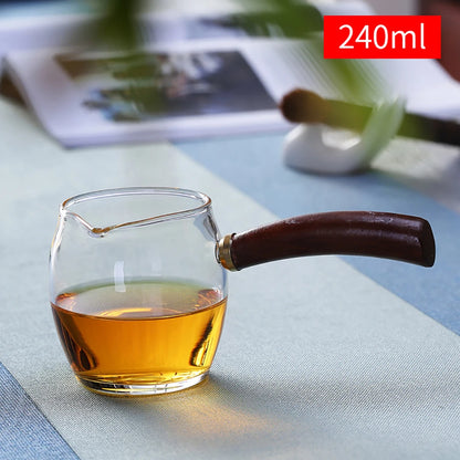 Side handle glass fair cup tea drain set Kung Fu tea set tea water separation transparent heat-resistant glass tea sea
