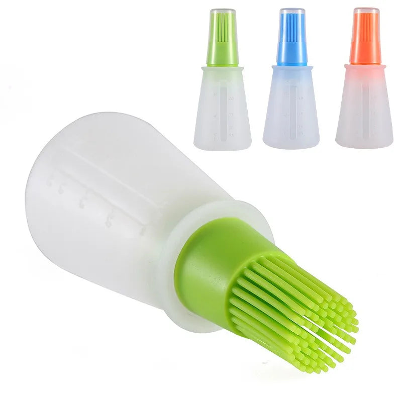 Silicone Oil Bottle Brush with Lid, High Temperature Resistant, Sauce Brush, Barbecue Pancake, Baking Cake