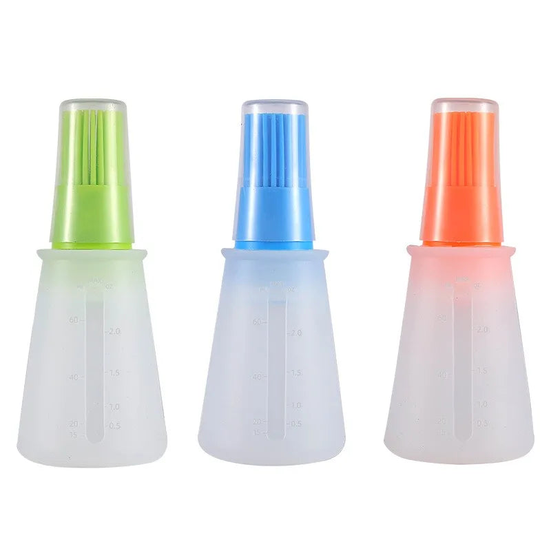 Silicone Oil Bottle Brush with Lid, High Temperature Resistant, Sauce Brush, Barbecue Pancake, Baking Cake